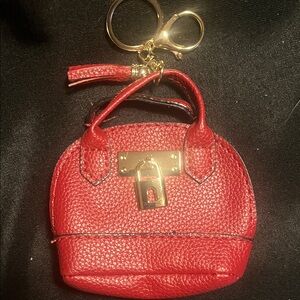 Red or black faux Leather Key Holder/purse charm